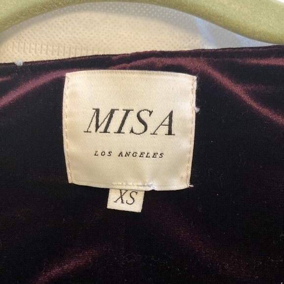 NWOT MISA Los Angeles Corinne holiday velvet wrap mini dress size XS dark cherry - Picture 10 of 10